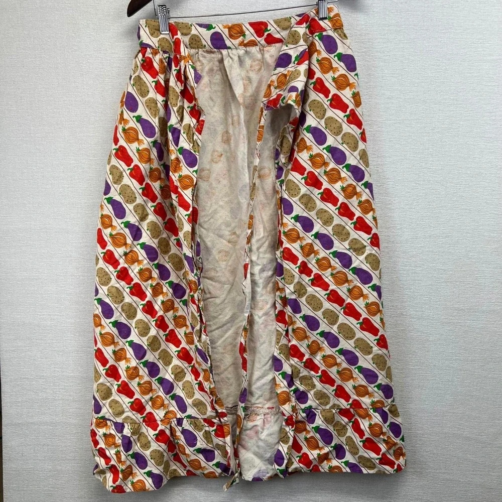 Vintage 70s PERLA MEYERS Apron‎ Maxi Garden Vegetables Homestead Retro Kitchen